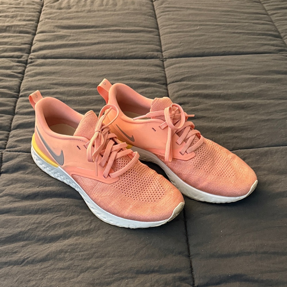 Nike Women's Coral/Yellow Knit Running Sneakers